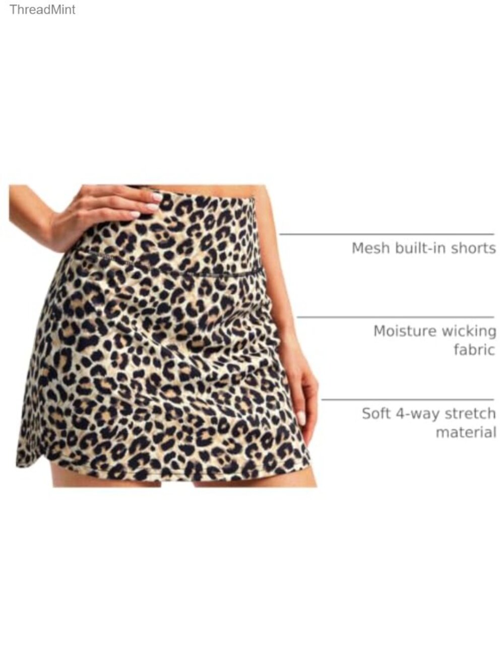 Women's Athletic Skort with Built-In Shorts, High Waist, 2 Pockets, 4-Way - Picture 3 of 6